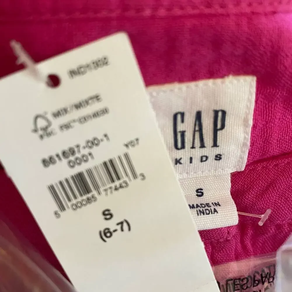 NWT GAP Kids Crinkle Supersoft Cotton Gauze Tunic Dress Phoebe Pink (S 6-7)